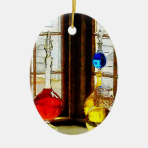 Colourful Bottles In Drug Store Window Ceramic Tree Decoration
