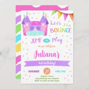 Colourful Bounce House Birthday Invitation