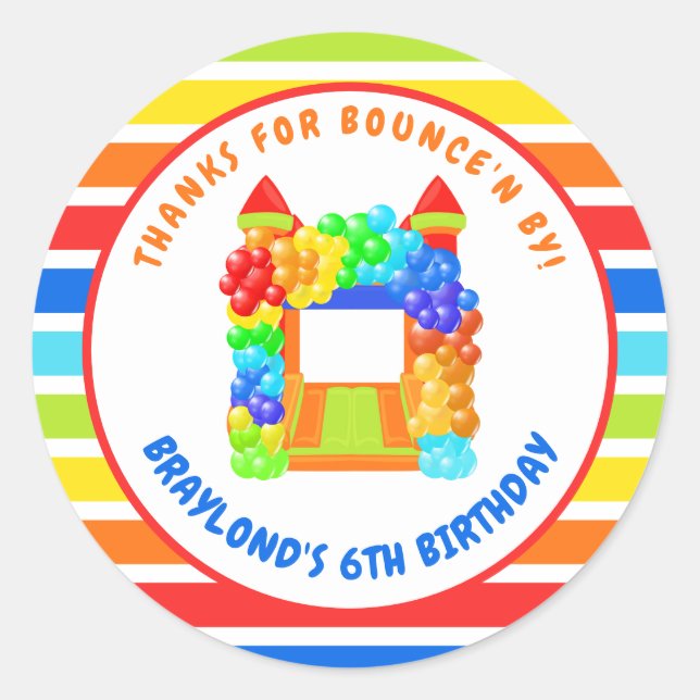 Colourful Bounce House Party Classic Round Sticker (Front)
