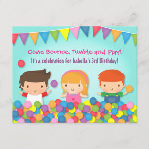 Colourful Bounce Play Gym Kids Birthday Party Invitation