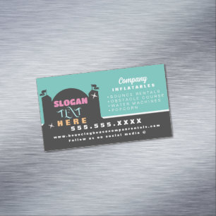 Colourful Bouncy House Party Carnival Rentals Magnetic Business Card