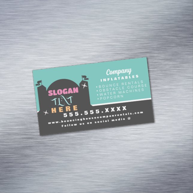 Colourful Bouncy House Party Carnival Rentals     Magnetic Business Card (In Situ)