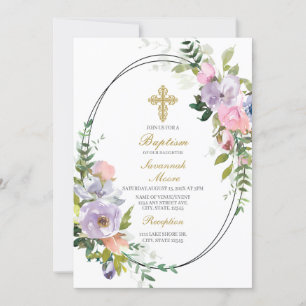 colourful bouquet Baptism Invitation