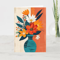 Colourful Bouquet in a Blue Vase Birthday