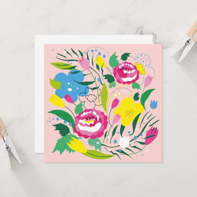 Colourful bouquet. invitation (Front/Back In Situ)