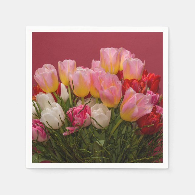 Colourful Bouquet of Tulips Paper Napkin (Front)