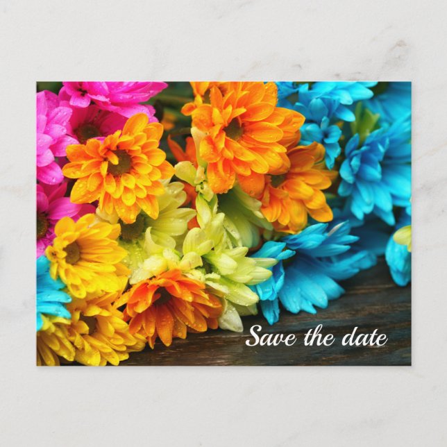 Colourful Bouquet Save The Date Postcard (Front)
