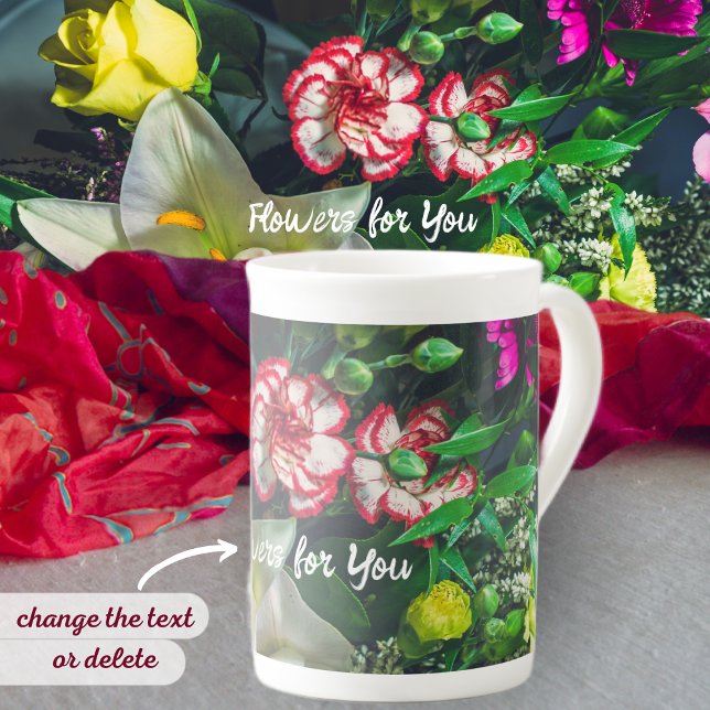 Colourful bouquet with lily bone china mug (Creator Uploaded)