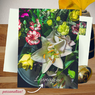 Colourful bouquet with lily postcard