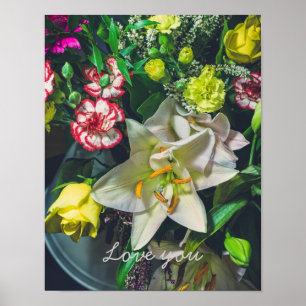 Colourful bouquet with lily poster