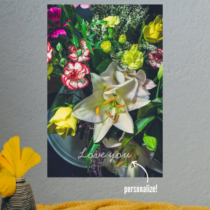 Colourful bouquet with lily poster
