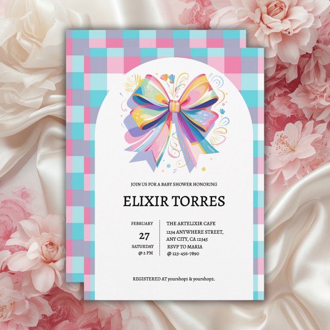 Colourful Bow Baby Shower Invitation (Creator Uploaded)