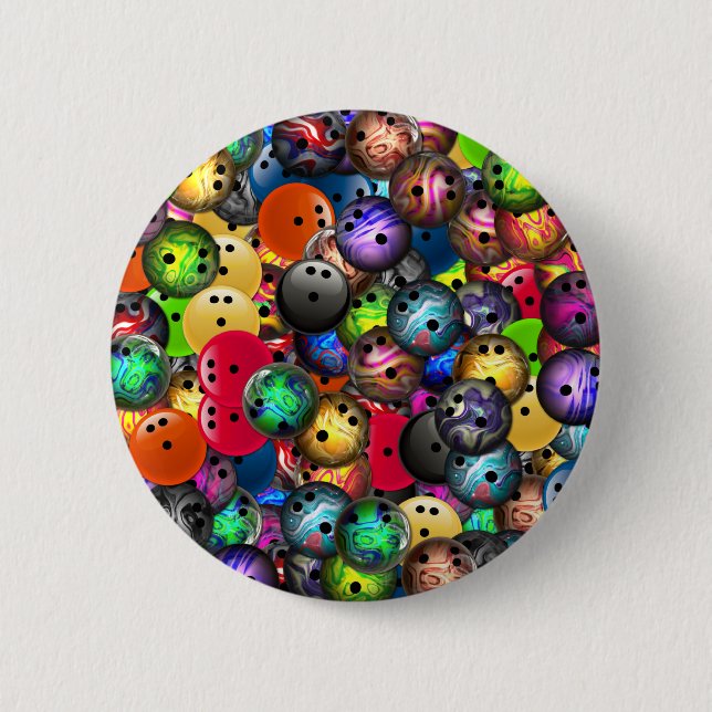 Colourful Bowling Balls Collage 6 Cm Round Badge (Front)