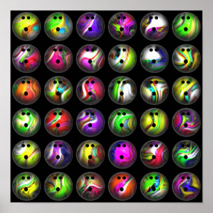 Colourful Bowling Balls Poster
