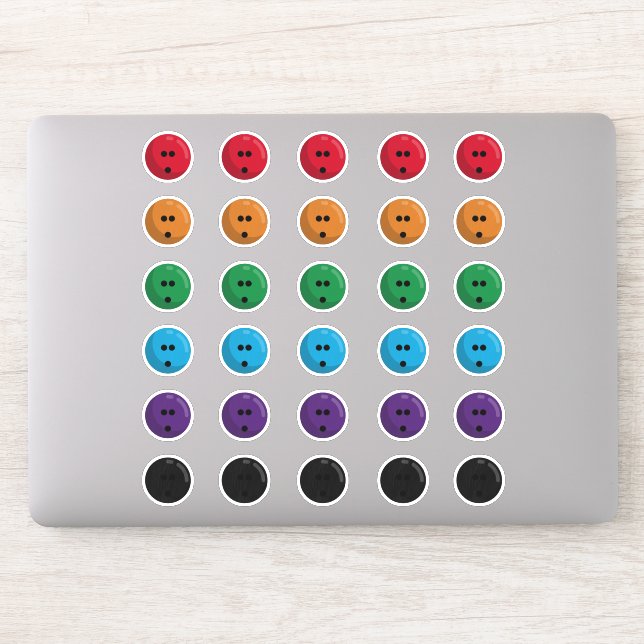 Colourful Bowling Balls Sticker Sheet (Computer)