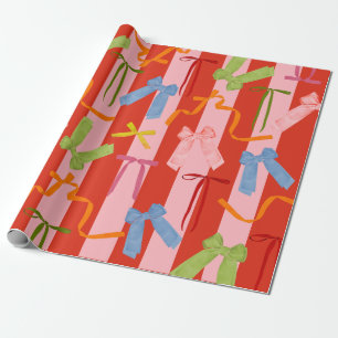 Colourful Bows Retro Wrapping Paper