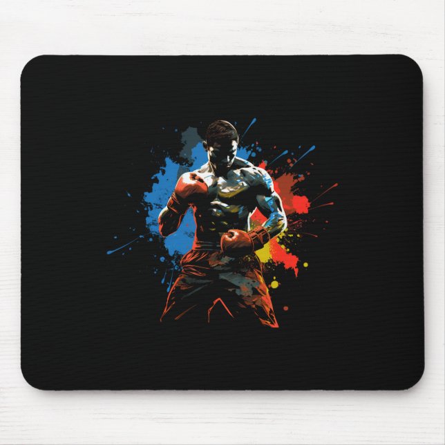 Colourful Boxer Boy On Mens Boxing  Mouse Mat (Front)