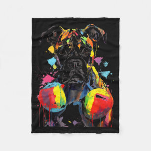 Colourful Boxer Dog With Boxing Gloves Men Women K Fleece Blanket
