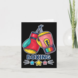 Colourful Boxing Gloves Art And Stars  Card