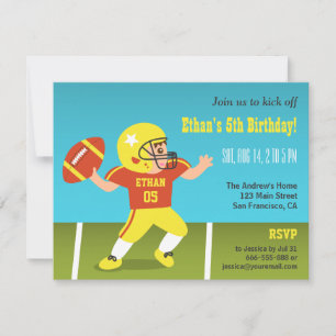Colourful Boy Football Birthday Party Invitations