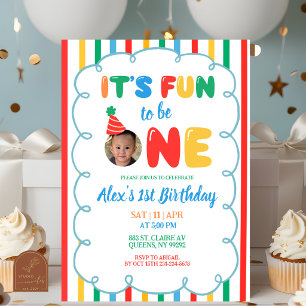 Colourful Boy Fun to be ONE Birthday Invitation