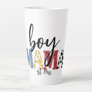 Colourful Boy Mama Est Date Cuntry Rodeo Mum Latte Mug