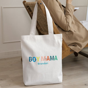 Colourful Boy Mama Name Tote Bag For Proud Mum 