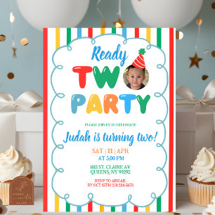 Colourful Boy Ready TWO Party 2nd Birthday Invitation
