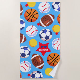 Colourful Boys Personalised Multi Sport Beach Towel