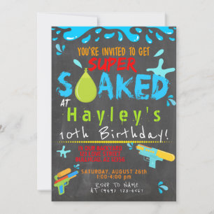 Colourful Boys Water Party Water Gun Splash Summer Invitation
