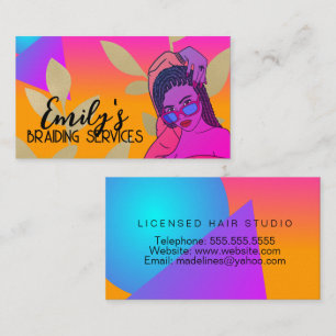 Colourful Braiding Hair Studio Salon Braids   Business Card