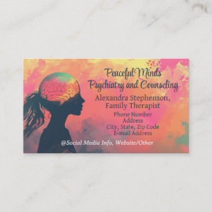 Colourful Brain Counseling Therapy Psychiatry Business Card