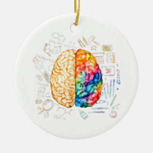 Colourful Brain - Science And Art - Neuroscience N Ceramic Tree Decoration