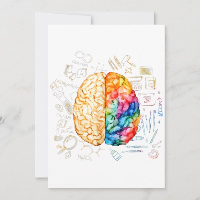 Colourful Brain - Science And Art - Neuroscience N Invitation (Front)