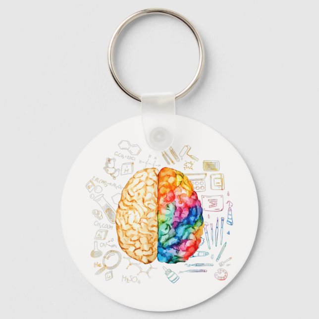 Colourful Brain - Science And Art - Neuroscience N Key Ring (Front)