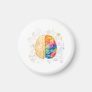 Colourful Brain - Science And Art - Neuroscience N Magnet