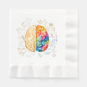 Colourful Brain - Science And Art - Neuroscience N Napkin