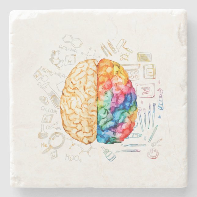 Colourful Brain - Science And Art - Neuroscience N Stone Coaster (Front)