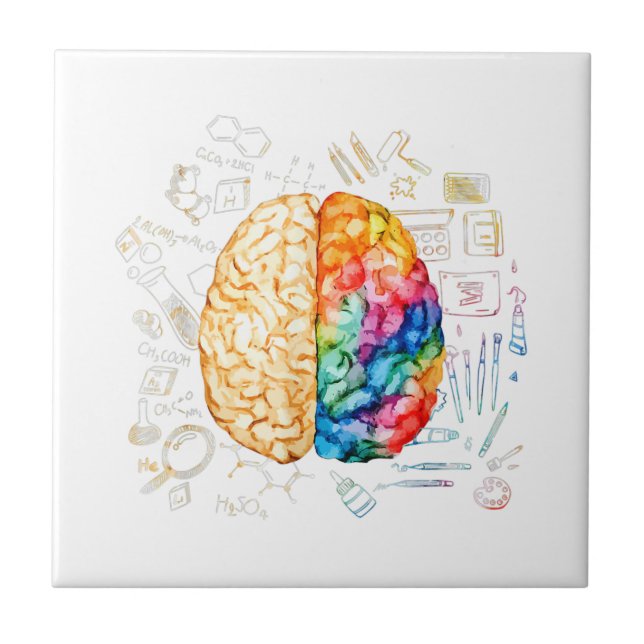 Colourful Brain - Science And Art - Neuroscience N Tile (Front)