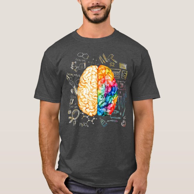 Colourful Brain  Science And Art  Neuroscience T-Shirt (Front)