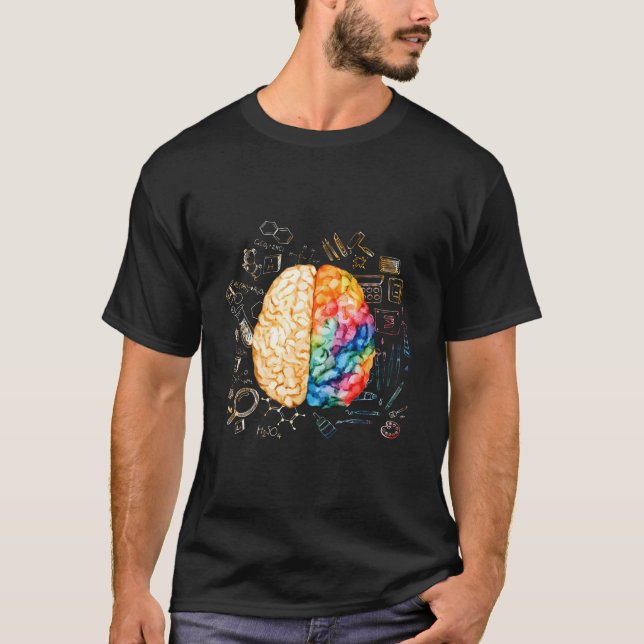 Colourful Brain Science And Neuroscience Neurologi T-Shirt (Front)