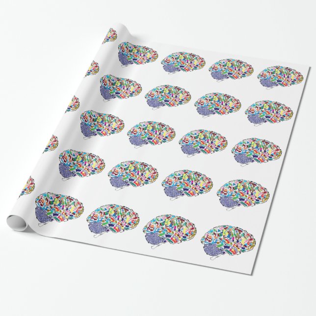 Colourful Brains Wrapping Paper (Unrolled)
