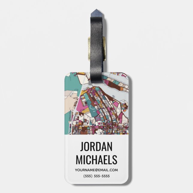 Colourful Brasilia Map Luggage Tag (Back Vertical)