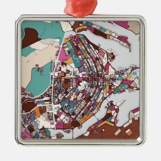 Colourful Brasilia Map Metal Tree Decoration (Front)