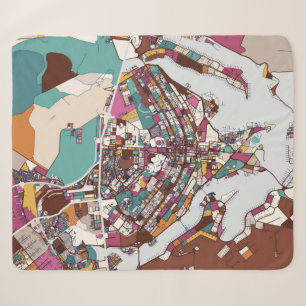 Colourful Brasilia Map Sherpa Blanket