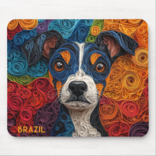 Colourful Brazilian Terrier Paper Quilling Portrai Mouse Mat