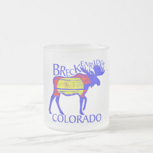 Colourful Breckenridge Colorado moose frosted mug