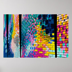 Colourful Brick Wall Abstract Poster