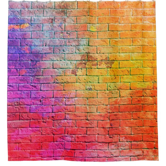 Colourful brick wall backgroundwall,colour,backgro shower curtain (Front)