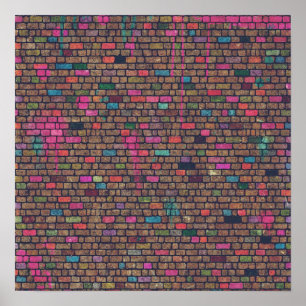 Colourful Brick Wall Texture Poster